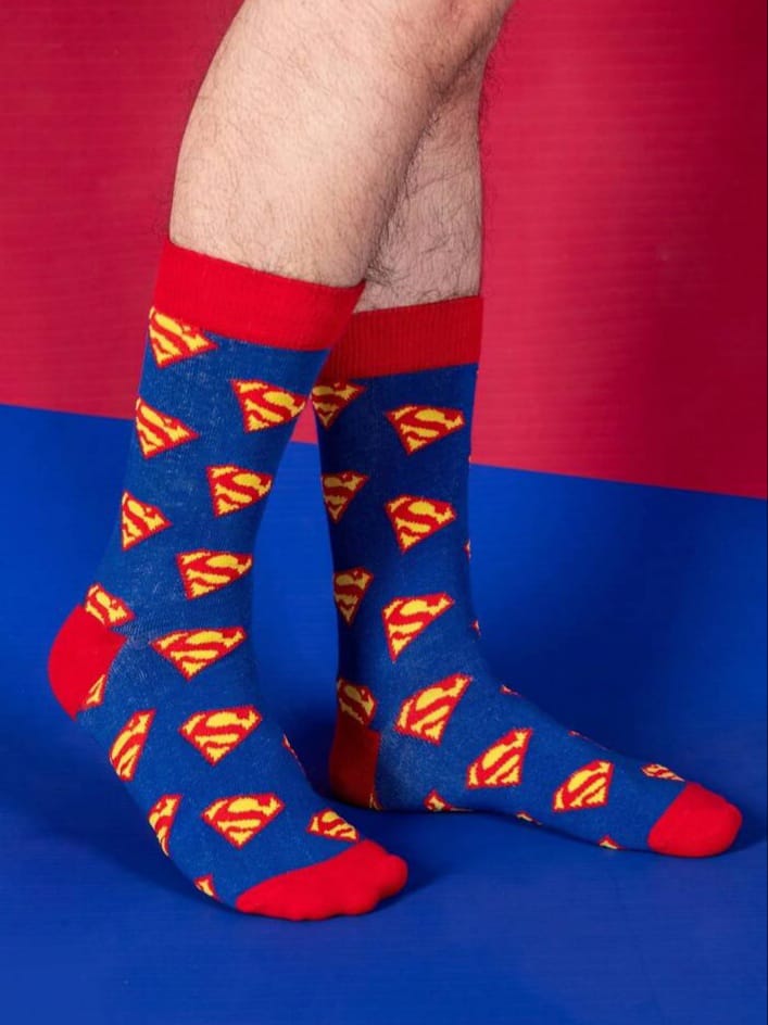 THEPAIR Cartoon Animation  All Over Supermen Logo Printed Socks